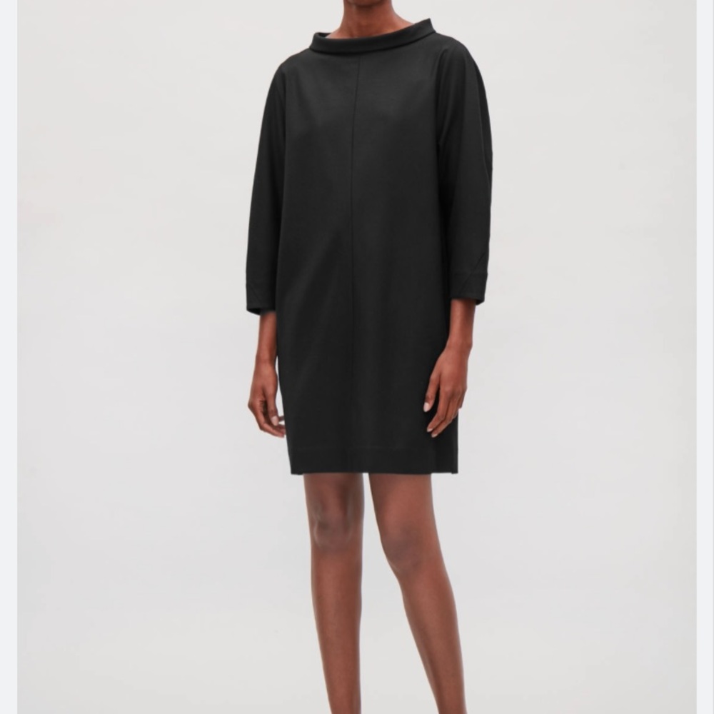 COS Wide Neck Wool Dress in Black size 10